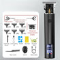 Professional Digital Display Hair Clipper, Multi-Accessory T-Blade Trimmer for Bald Heads & Hair Carving—Black