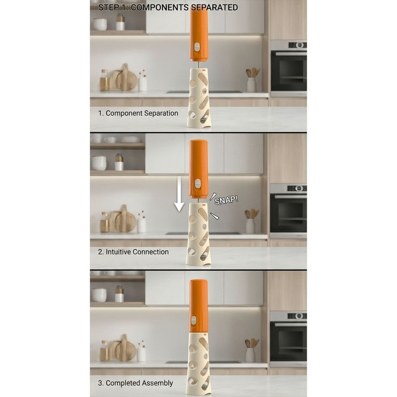 Rechargeable Mini Electric Milk Frother, Portable Handheld Coffee Foam Maker & Egg Beater—Orange