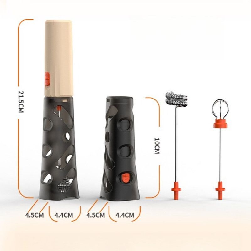 Rechargeable Mini Electric Milk Frother, Portable Handheld Coffee Foam Maker & Egg Beater—Orange
