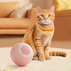 Smart Automatic Cat Toy Ball, Electric Rolling Ball for Cats, Interactive Self-Play Light-Up Kitten Toy—Pink