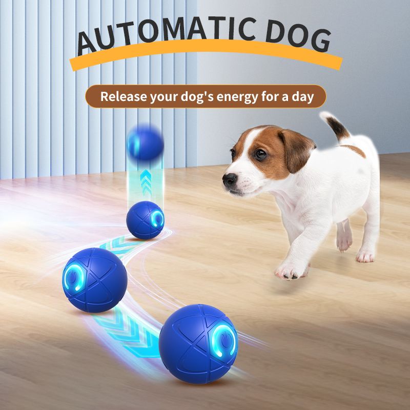 Smart Pet Jumping Ball, Automatic Obstacle Avoidance Electric Dog Toy, Bite-Resistant Toy for Dogs & Cats—Blue