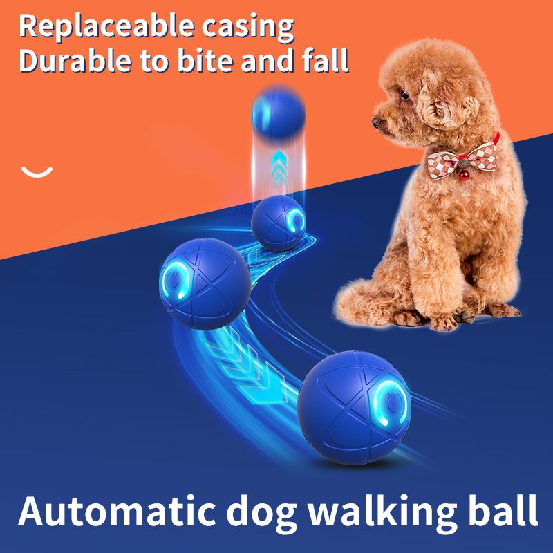 Smart Pet Jumping Ball, Automatic Obstacle Avoidance Electric Dog Toy, Bite-Resistant Toy for Dogs & Cats—Blue
