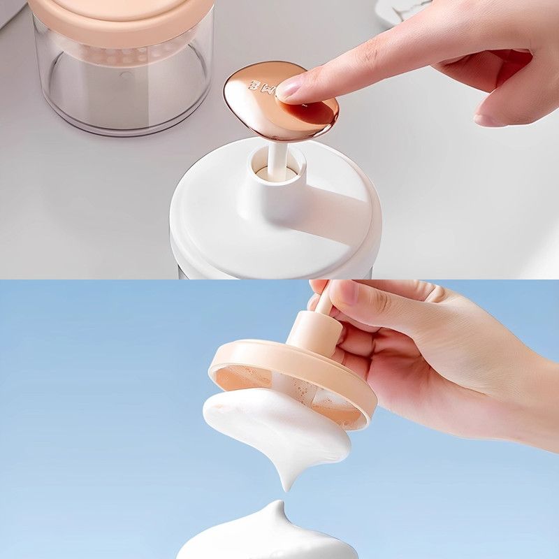 Semi-Automatic Facial Cleanser Foam Maker, Press-Style Foamer Bottle for Shampoo & Body Wash—Pink