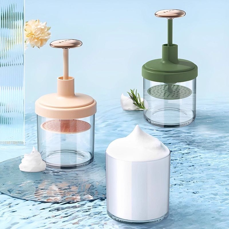 Semi-Automatic Facial Cleanser Foam Maker, Press-Style Foamer Bottle for Shampoo & Body Wash—Pink