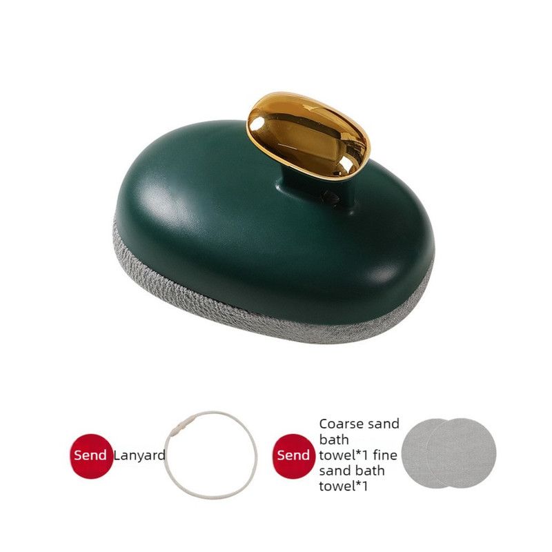 Handheld Body Scrubber with Replaceable Cloth Cover, Double-Sided Exfoliating Bath Brush—Green