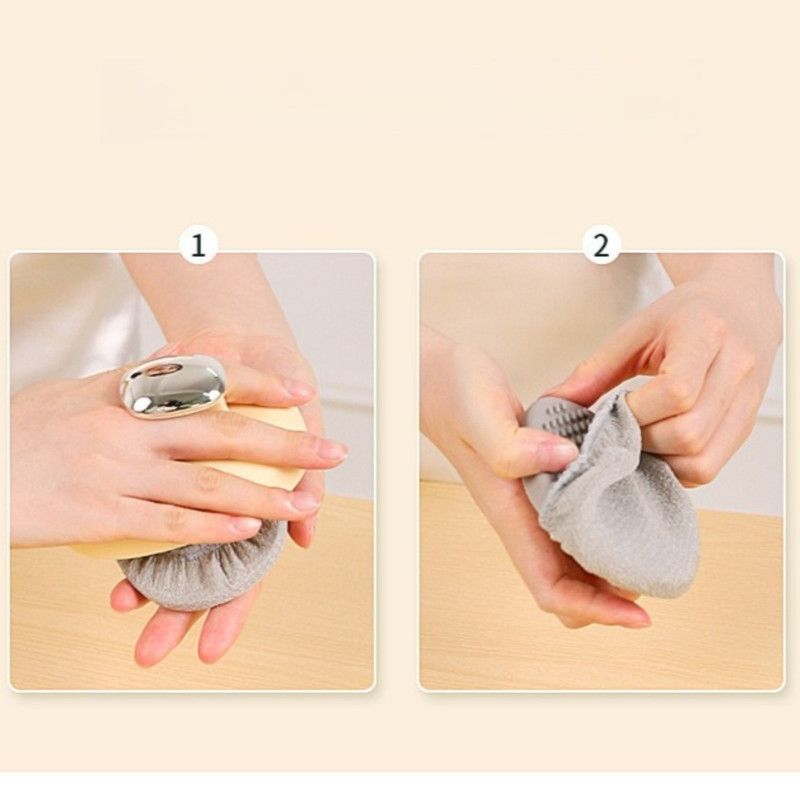Handheld Body Scrubber with Replaceable Cloth Cover, Double-Sided Exfoliating Bath Brush—Green