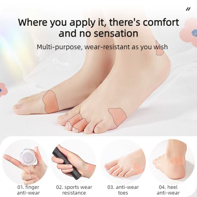 2-Pack Roll of Invisible Anti-Blister Stickers, Heel Wear-Resistant Pads, Waterproof Multi-Purpose Anti-Friction Tape—Transparent
