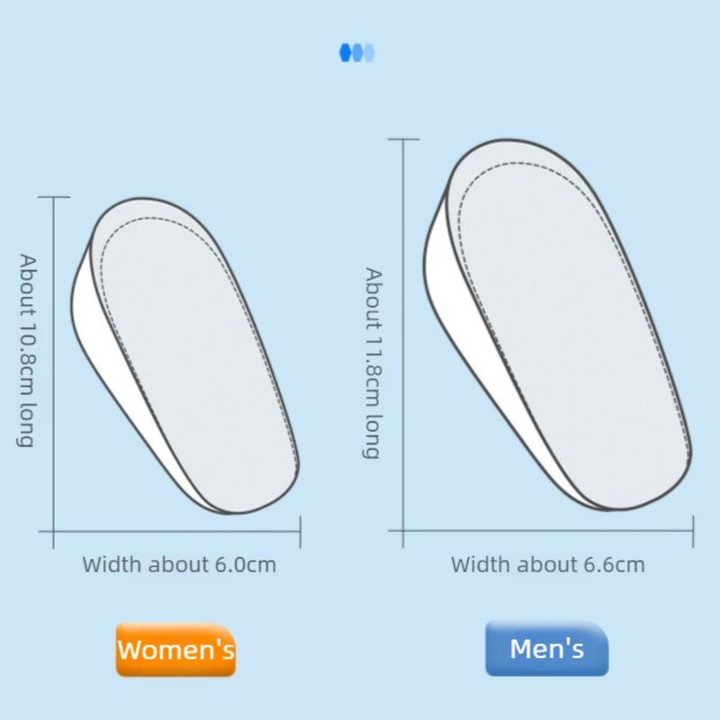 Women's Silicone Invisible Height-Increasing Heel Insoles, Comfort Elevator Half Insoles for Sneakers—2 cm Height—Black