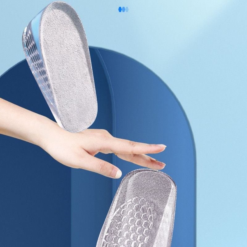 Men's Silicone Invisible Height-Increasing Heel Insoles, Comfort Elevator Half Insoles for Sneakers—1 cm Height—Gray
