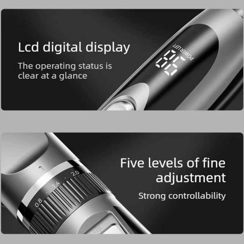 Digital Display Electric Hair Clipper, Rechargeable Hair Trimmer for Adults & Kids, Multiple Attachments—Black