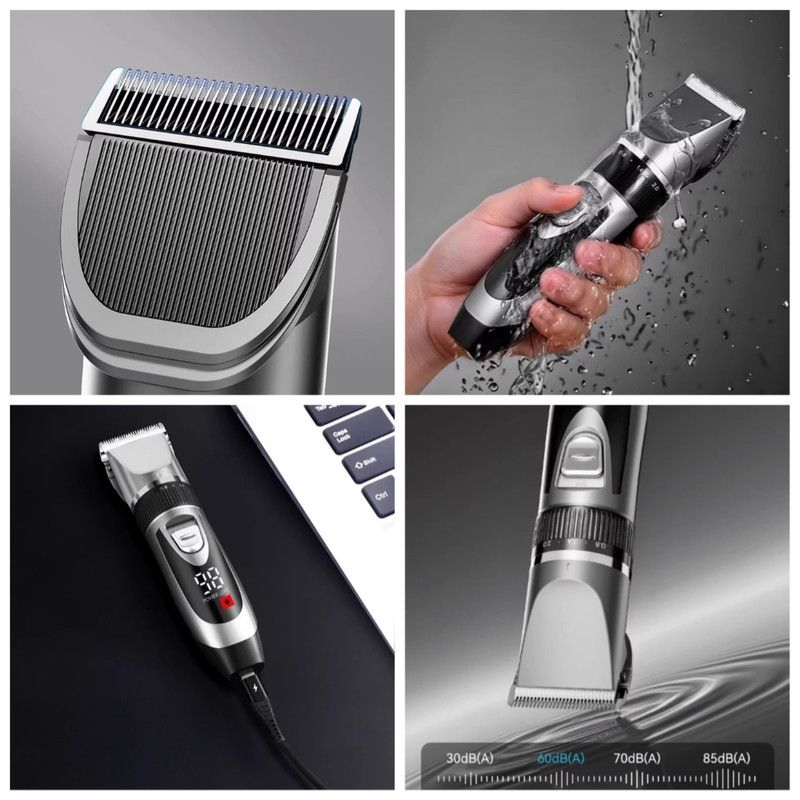 Digital Display Electric Hair Clipper, Rechargeable Hair Trimmer for Adults & Kids, Includes a Free Replacement Blade—Red