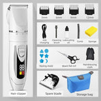 Digital Display Electric Hair Clipper, Rechargeable Hair Trimmer for Adults & Kids, Includes a Free Replacement Blade—White