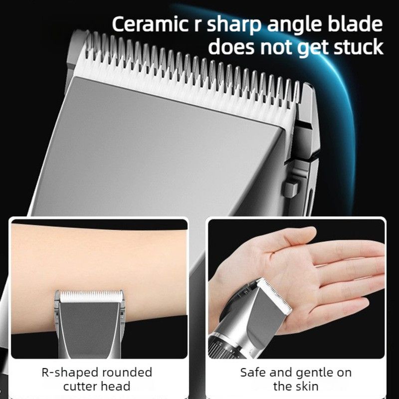 Digital Display Electric Hair Clipper, Rechargeable Hair Trimmer for Adults & Kids, Includes a Free Replacement Blade—White
