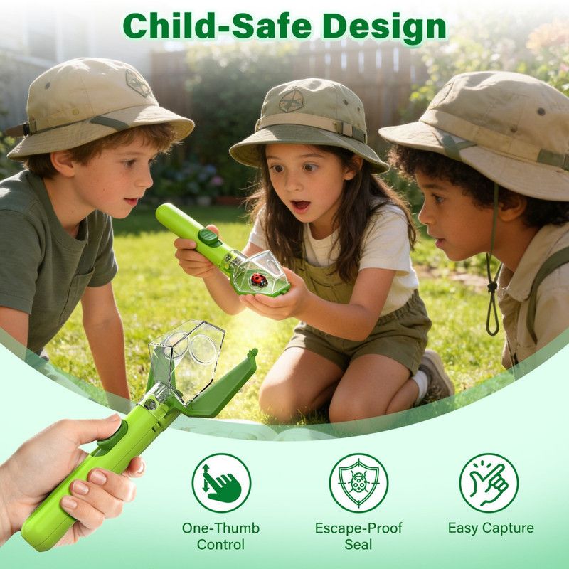 Kids Insect Catcher, Outdoor Bug Viewer, Nature Exploration Educational Toy—Green