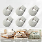 Flocked Needle-Free Quilt Fasteners, Shell Anti-Slip Clips, Duvet Sheet Holder Clips (6-Piece Pack) - Gray