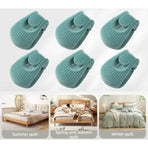 Flocked Needle-Free Quilt Fasteners, Shell Anti-Slip Clips, Duvet Sheet Holder Clips (6-Piece Pack) - Light Green