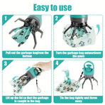 Blue - 6-Claw Portable Pet Poop Picker, Outdoor Pet Poop Pick-Up Tool, Plus a Free Roll of Trash Bags