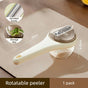 Rotatable Vegetable Peeler with Peel Storage Container, Anti-Splash Stainless Steel Peeling Tool—Beige