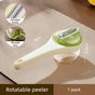 Rotatable Vegetable Peeler with Peel Storage Container, Anti-Splash Stainless Steel Peeling Tool—Green
