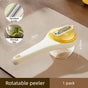 Rotatable Vegetable Peeler with Peel Storage Container, Anti-Splash Stainless Steel Peeling Tool—Yellow