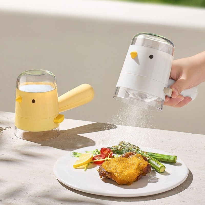 Quantitative Salt Shaker, Press-Type Seasoning Bottle, Dustproof and Moisture-Proof Kitchen Spice Container—White