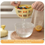 Hand-Crank Fruit & Vegetable Spinner, Manual Salad Dryer, Kitchen Washing and Draining Basket—Yellow