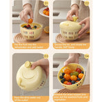 Hand-Crank Fruit & Vegetable Spinner, Manual Salad Dryer, Kitchen Washing and Draining Basket—Yellow