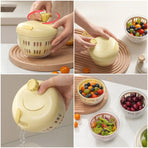 Hand-Crank Fruit & Vegetable Spinner, Manual Salad Dryer, Kitchen Washing and Draining Basket—Yellow