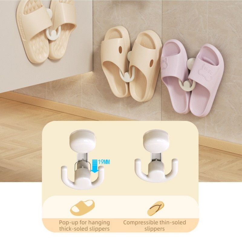 1 piece, Retractable Suction Cup Slipper Rack, No-Drill Wall-Mount Slipper Hook