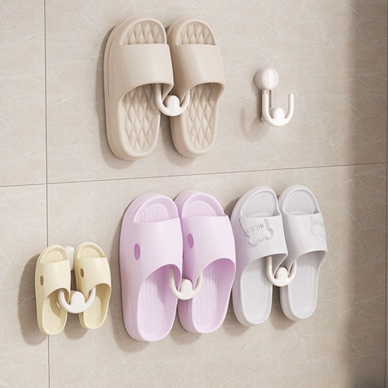 1 piece, Retractable Suction Cup Slipper Rack, No-Drill Wall-Mount Slipper Hook