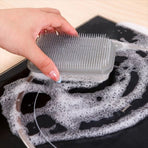 Double-Sided Fruit and Vegetable Cleaning Brush, Flexible Multi-Purpose Kitchen Washing Brush—Gray