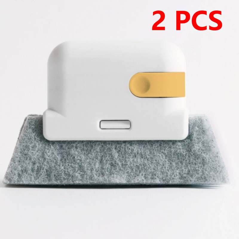 2-Piece 2-in-1 Detachable Window Groove Cleaning Brush (No-Dead-Gap Brush for Door & Window Slots) - Yellow