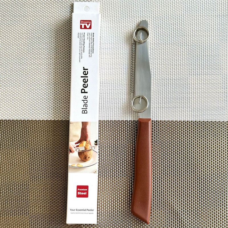 2-in-1 Stainless Steel Spring Peeler, Fruit and Vegetable Slicer, Peeling Tool - Brown