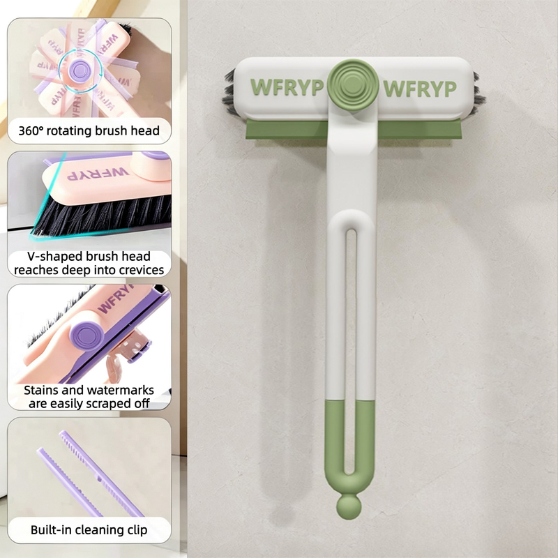 Multifunctional Rotating Gap Brush 3-in-1 Dead-Corner Cleaning Brush for Bathroom Floors—Green