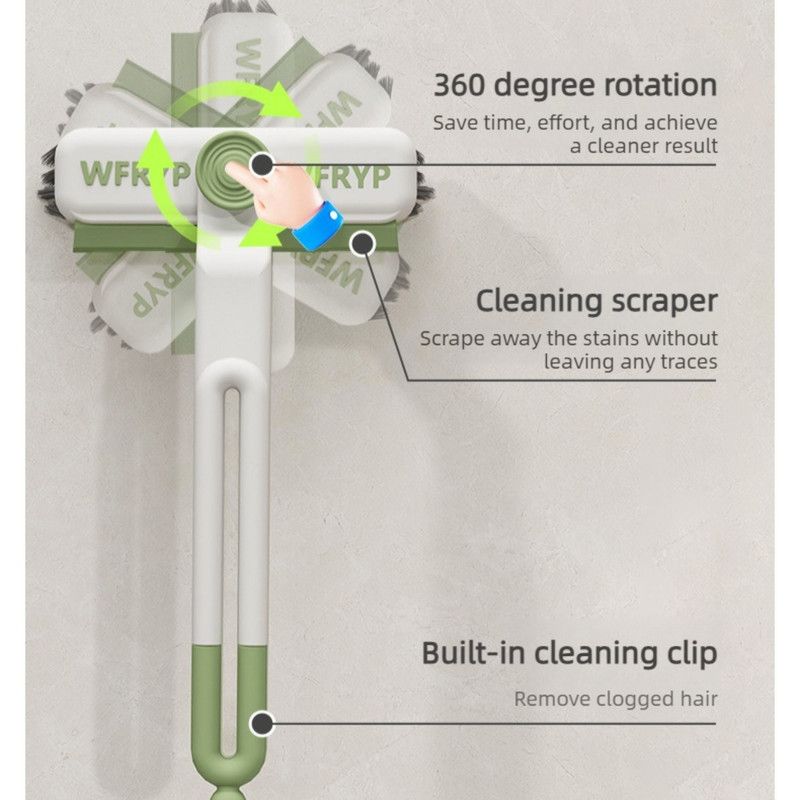 Multifunctional Rotating Gap Brush 3-in-1 Dead-Corner Cleaning Brush for Bathroom Floors—Green