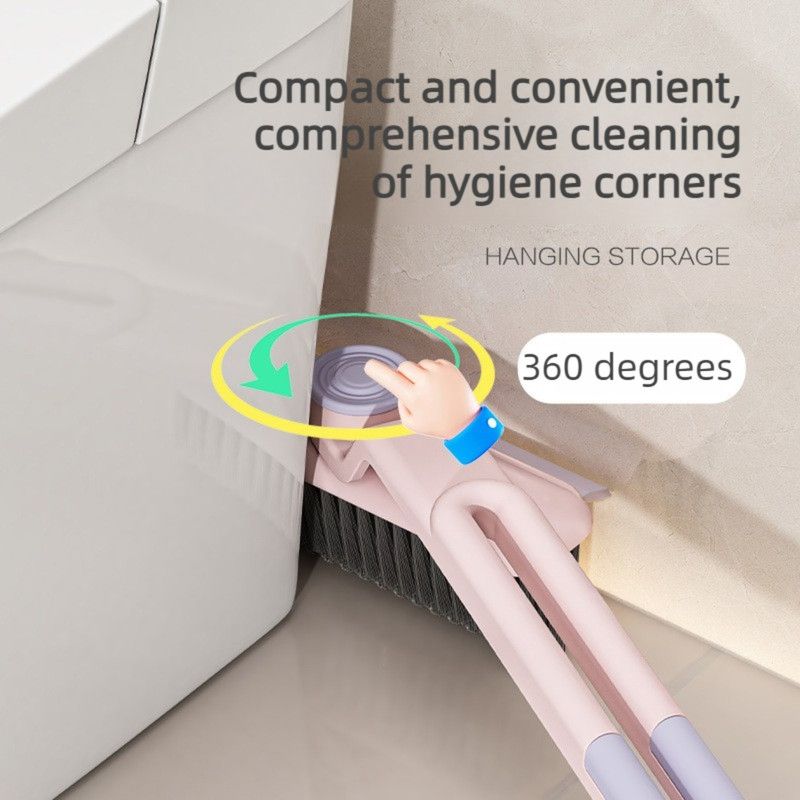 Multifunctional Rotating Gap Brush 3-in-1 Dead-Corner Cleaning Brush for Bathroom Floors—Pink