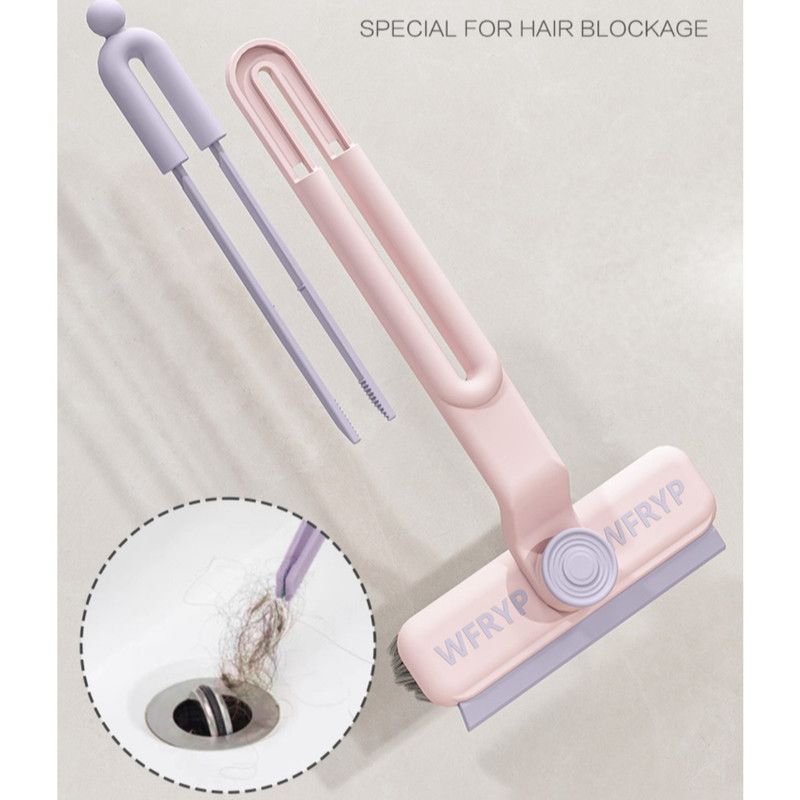 Multifunctional Rotating Gap Brush 3-in-1 Dead-Corner Cleaning Brush for Bathroom Floors—Pink