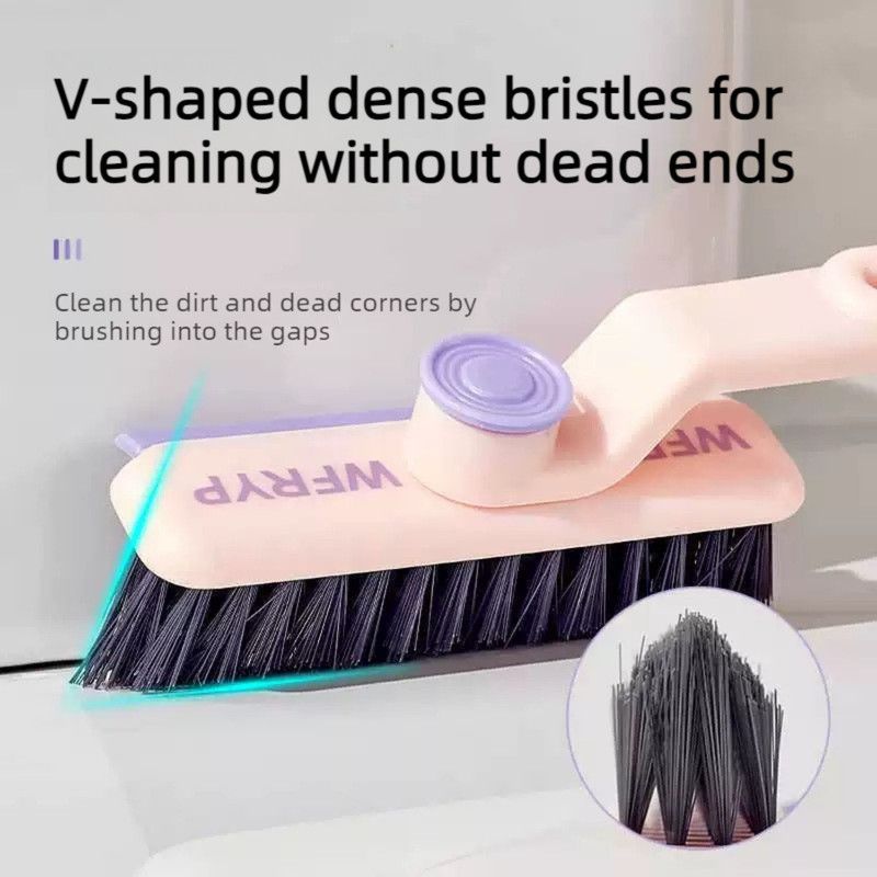 Multifunctional Rotating Gap Brush 3-in-1 Dead-Corner Cleaning Brush for Bathroom Floors—Pink