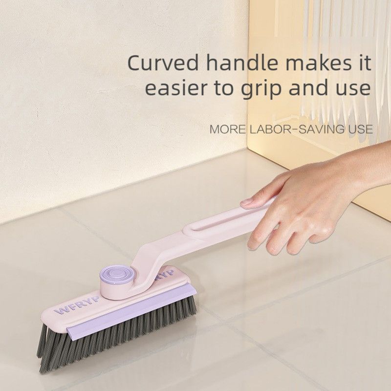 Multifunctional Rotating Gap Brush 3-in-1 Dead-Corner Cleaning Brush for Bathroom Floors—Pink