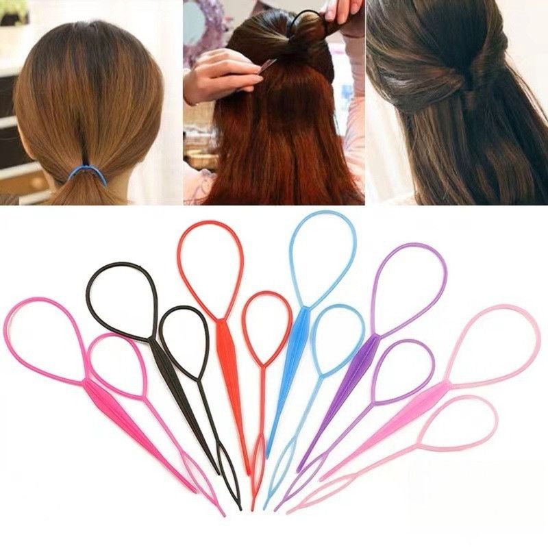 Hair Styling Tool 4-Piece Set, Lazy Hair Braiding Needle for Kids & Adults—Black
