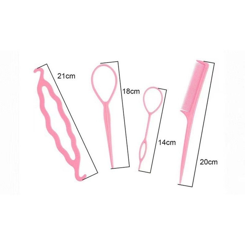 Hair Styling Tool 4-Piece Set, Lazy Hair Braiding Needle for Kids & Adults—Blue