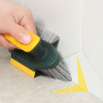 Multifunctional Gap Cleaning Brush, 2-in-1 Scrubber and Squeegee for Bathroom Floor Corners—Green