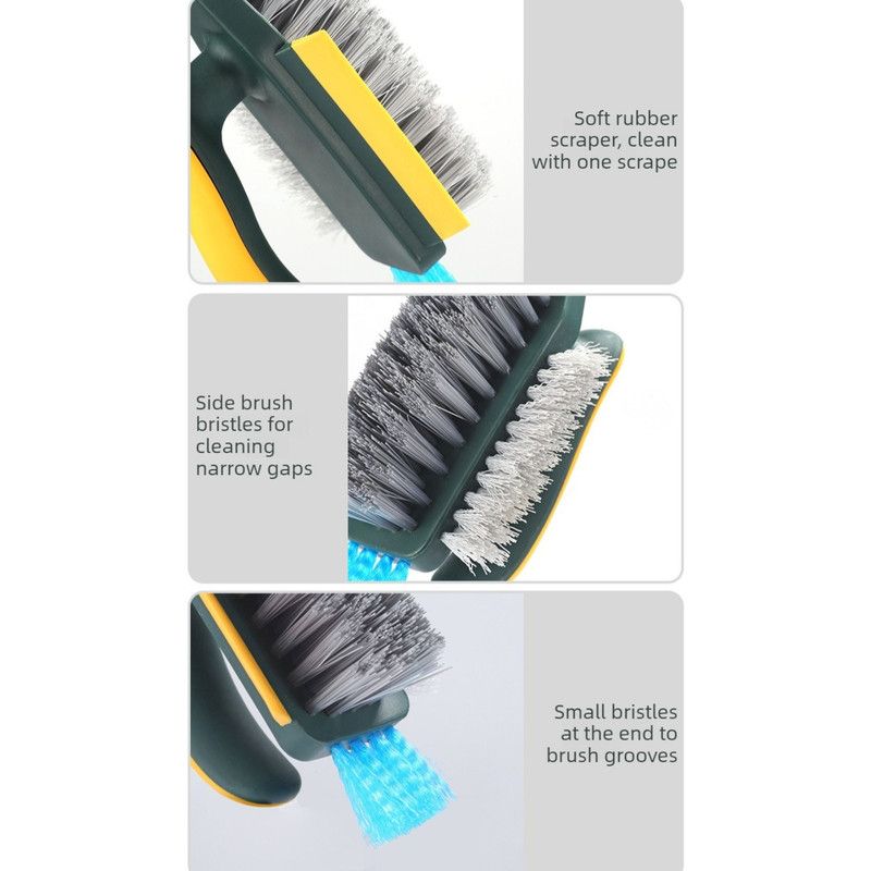 Multifunctional Gap Cleaning Brush, 2-in-1 Scrubber and Squeegee for Bathroom Floor Corners—Green