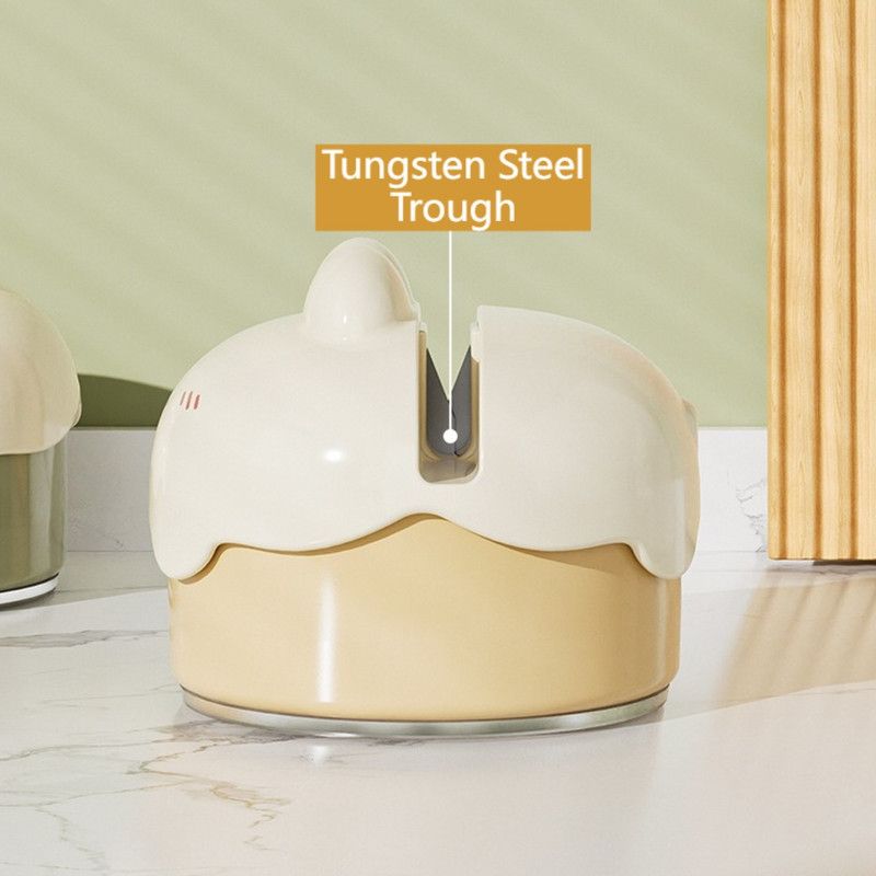 Cute Suction Cup Knife Sharpener, Vacuum Suction Kitchen Knife Sharpening Tool with Tungsten Steel—Yellow