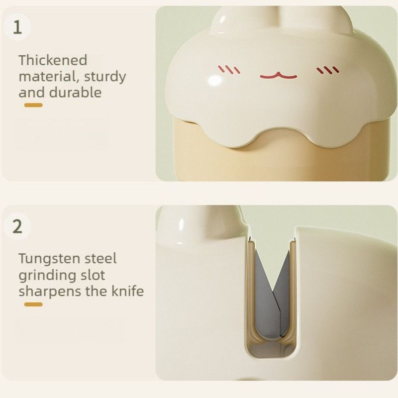 Cute Suction Cup Knife Sharpener, Vacuum Suction Kitchen Knife Sharpening Tool with Tungsten Steel—Yellow