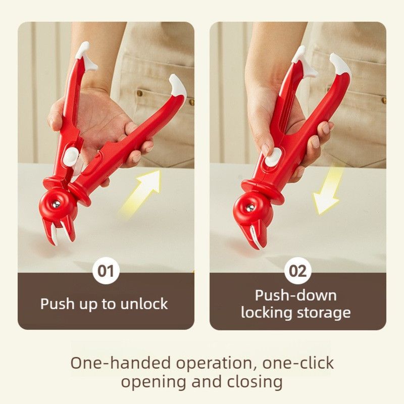 2-in-1 Anti-Slip Heat-Resistant Bowl Clamp, High-Temperature-Resistant Plate Lifter, Baking Tray Tongs—Red