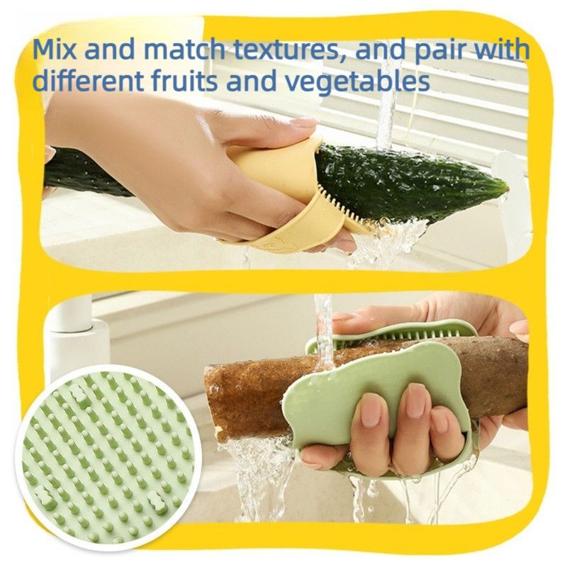 Multifunctional Silicone Fruit and Vegetable Cleaning Brush, Household Hanging Produce Brush—Yellow