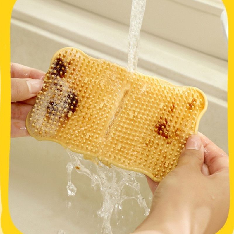 Multifunctional Silicone Fruit and Vegetable Cleaning Brush, Household Hanging Produce Brush—Yellow