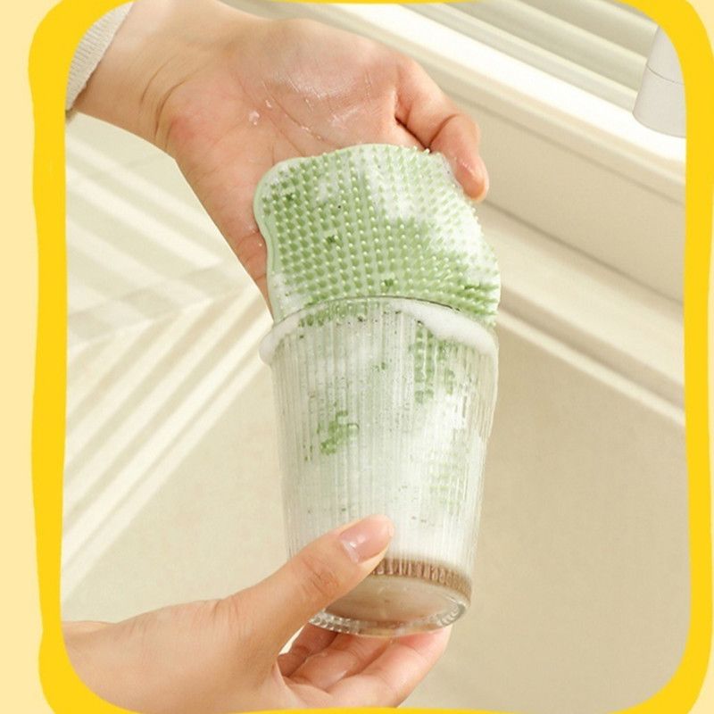 Multifunctional Silicone Fruit and Vegetable Cleaning Brush, Household Hanging Produce Brush—Yellow