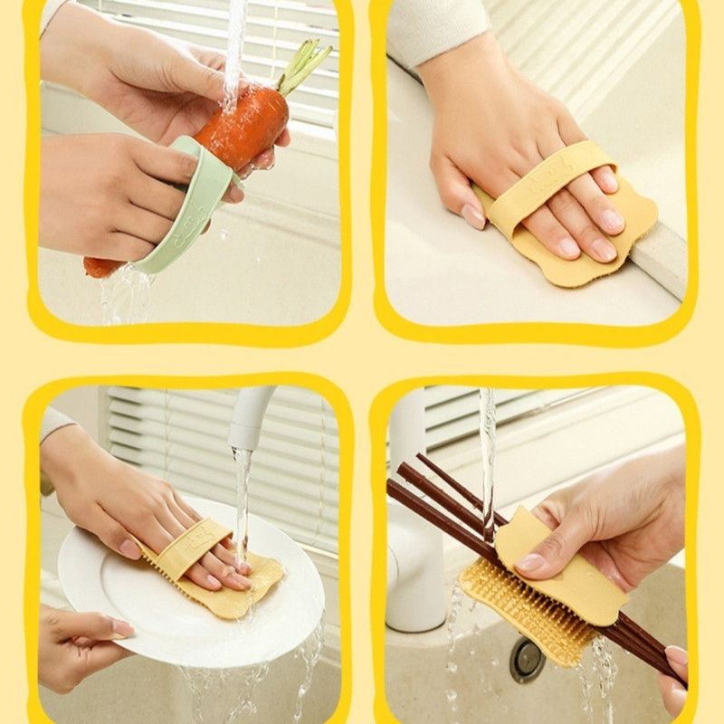 Multifunctional Silicone Fruit and Vegetable Cleaning Brush, Household Hanging Produce Brush—Yellow